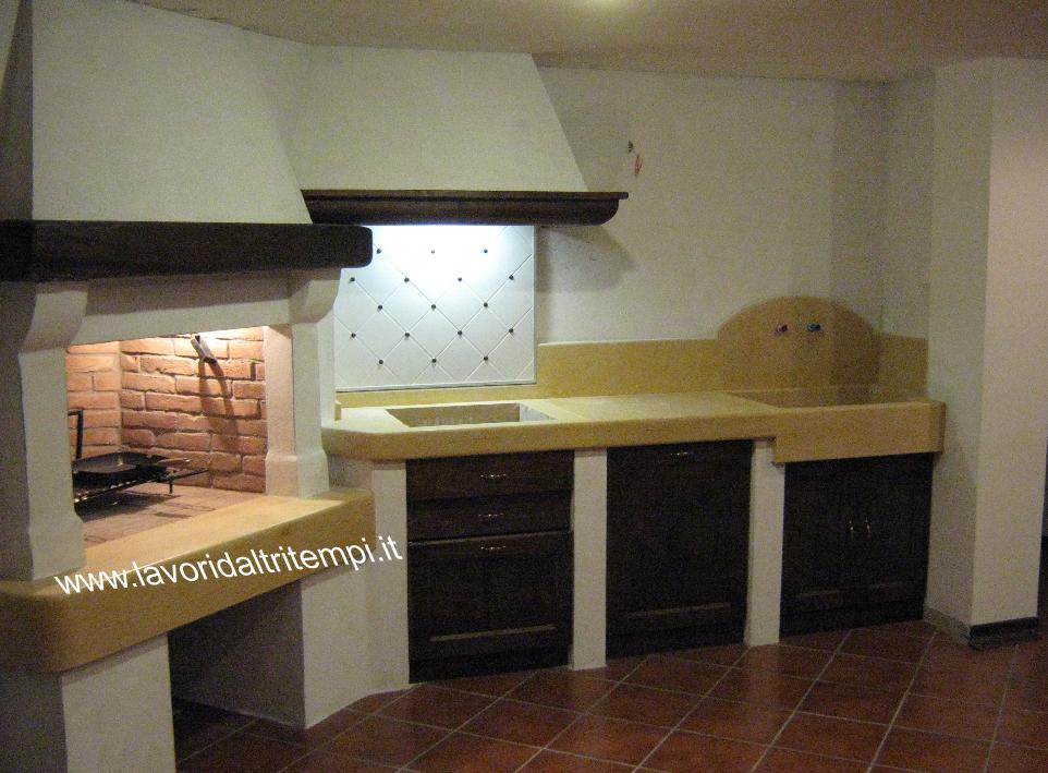 Caminetto cottura con cucina in muratura